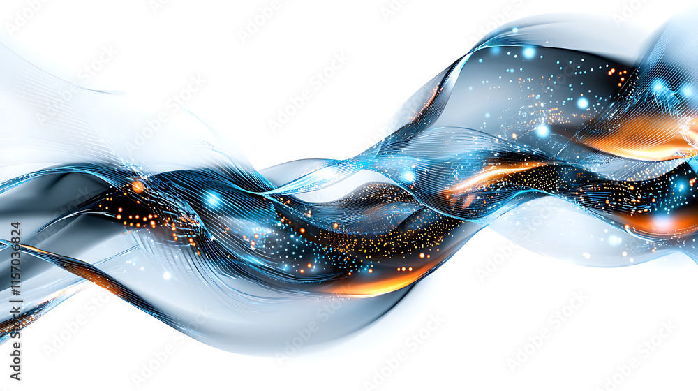 Poster dynamic waves of light and color abstract art digital creation vibrant environment aesthetic viewpoi