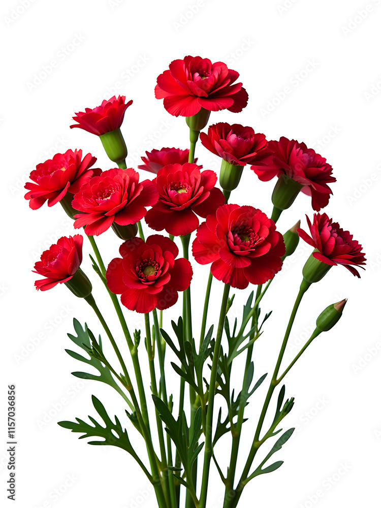 Poster seventy red carnations isolated against a clean white background create a striking visual arrangemen