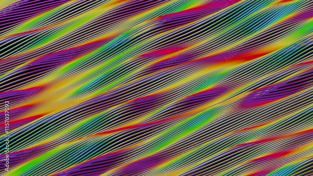 Poster Vibrant Abstract Pattern with Multicolored Waves..