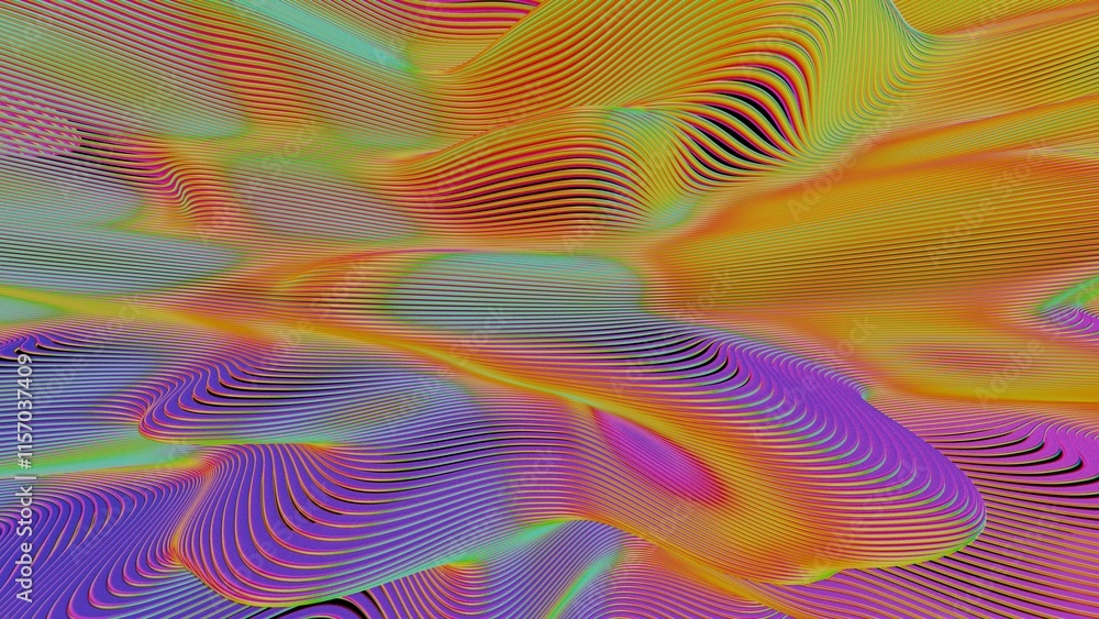 Poster dynamic abstract landscape with colorful gradient waves