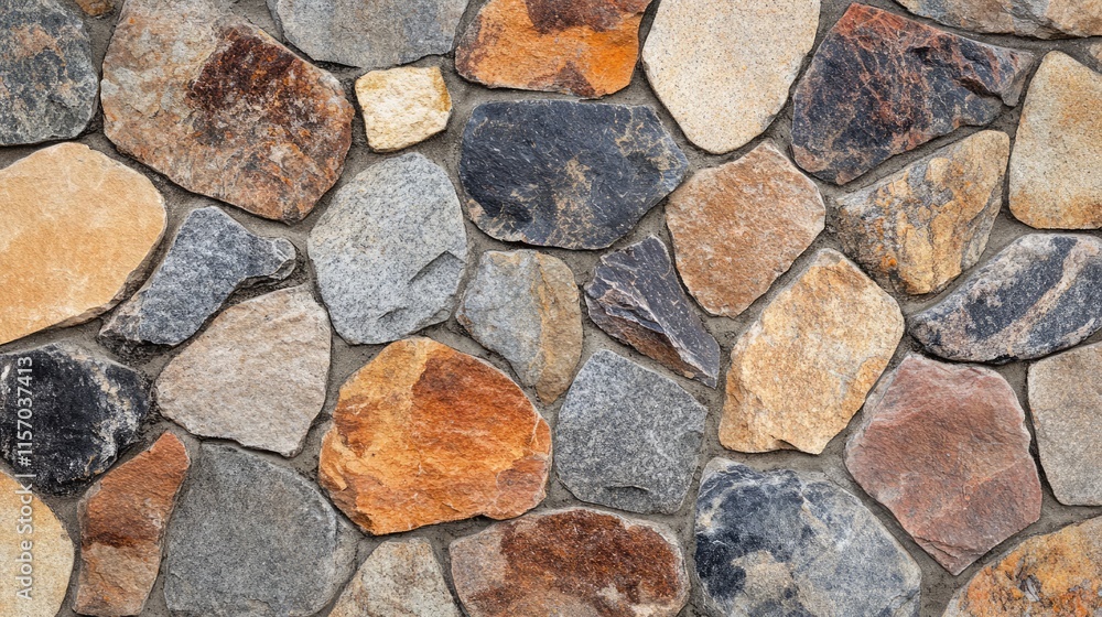 Poster textured cobblestone granite wall background featuring various colors and shapes showcasing natural 