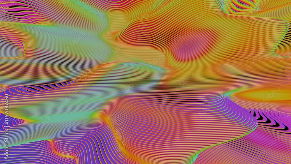 Poster dynamic abstract landscape with colorful gradient waves