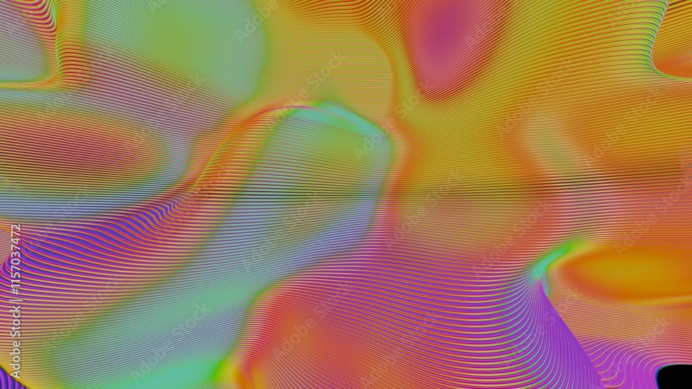 Fototapete dynamic abstract landscape with colorful gradient waves