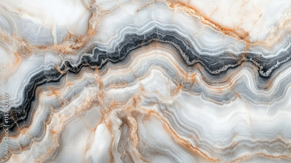Poster Elegant white marble texture with natural grey and gold patterns ideal for luxury tile design and sophisticated interior aesthetics.