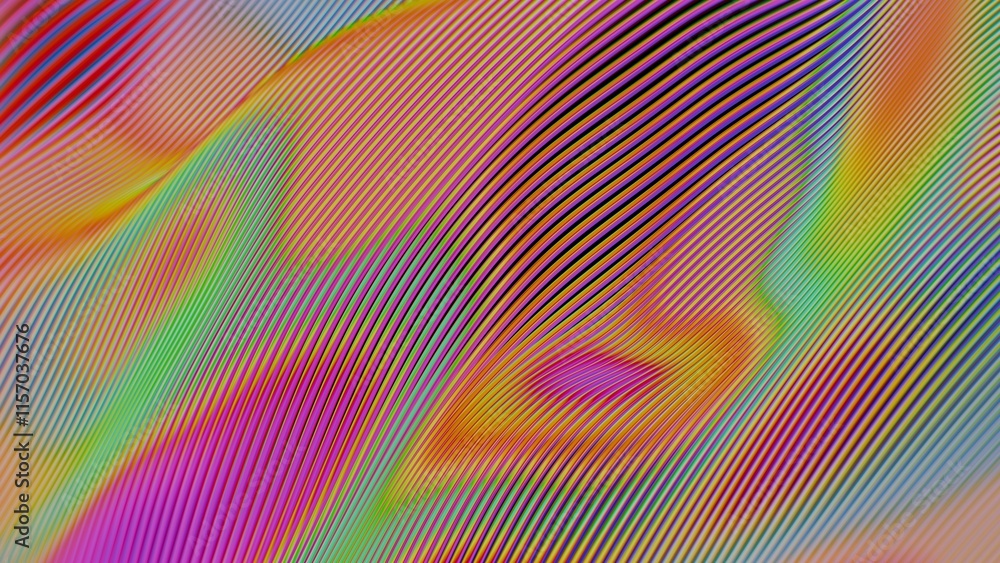 Aufkleber Abstract Gradient Lines with Vibrant Multicolored Waves