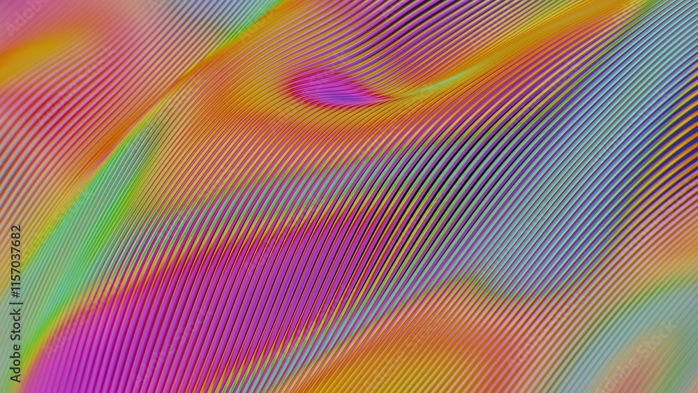 Poster Abstract Gradient Lines with Vibrant Multicolored Waves