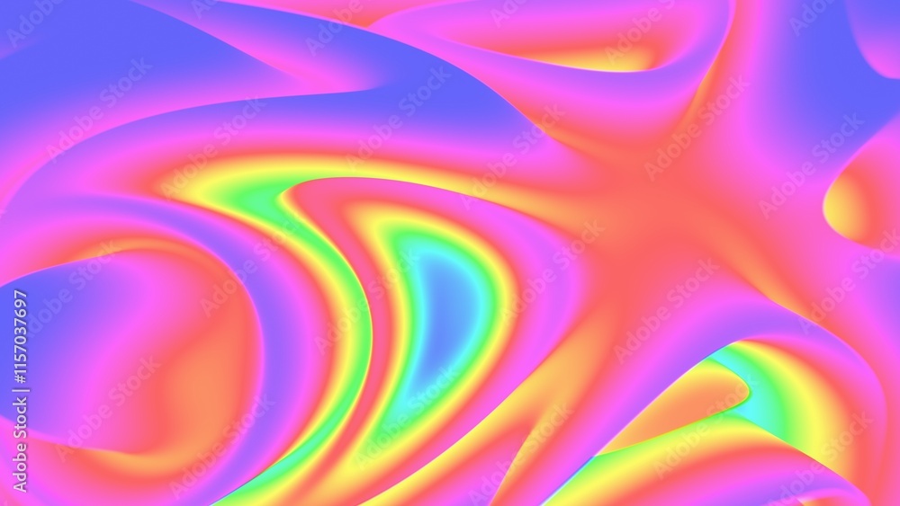 Poster vibrant abstract gradient with soft rainbow curves