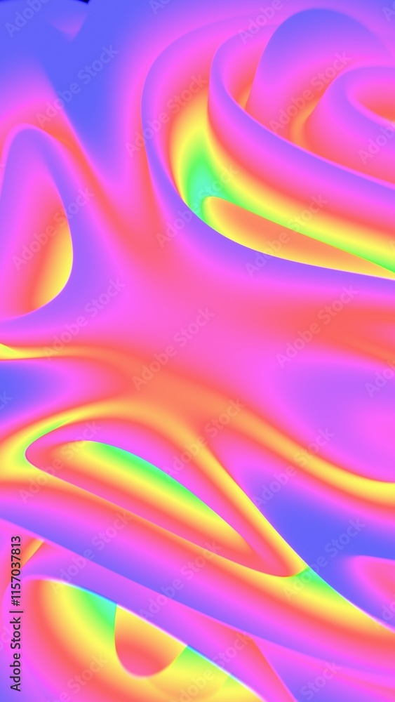 Poster vibrant abstract gradient with soft rainbow curves