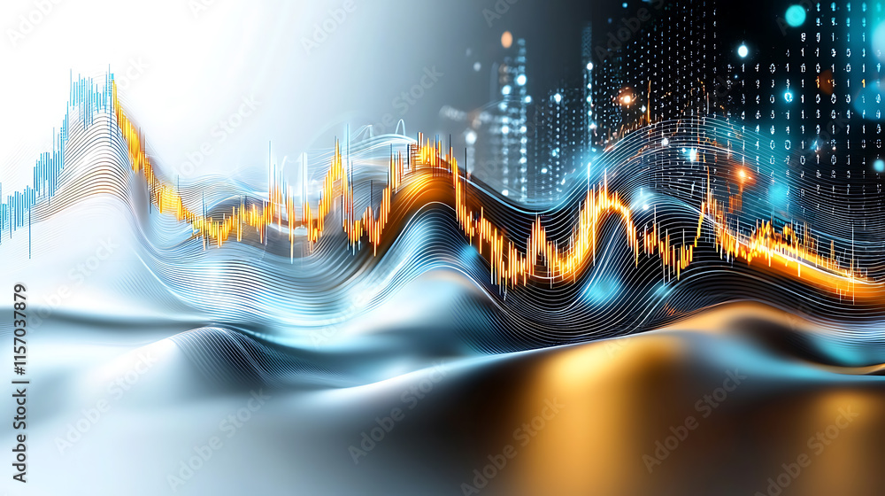 Poster dynamic data visualization trends digital space infographic design futuristic style aerial perspecti