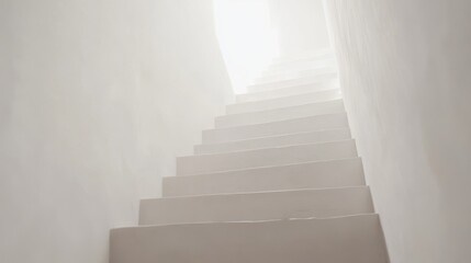 Light-filled staircase leading to an unknown space.