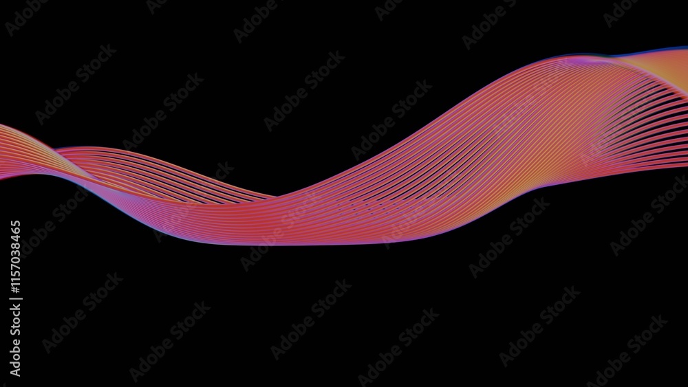 Poster Abstract Flowing Gradient Lines on Black Background