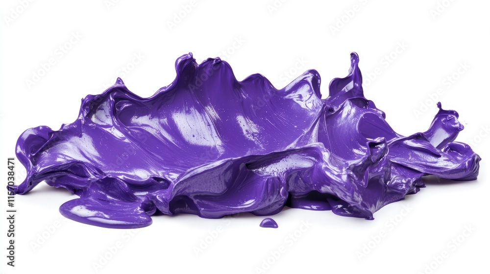 Poster Vibrant violet paint splash with dynamic texture isolated on clean white background for creative and artistic visuals