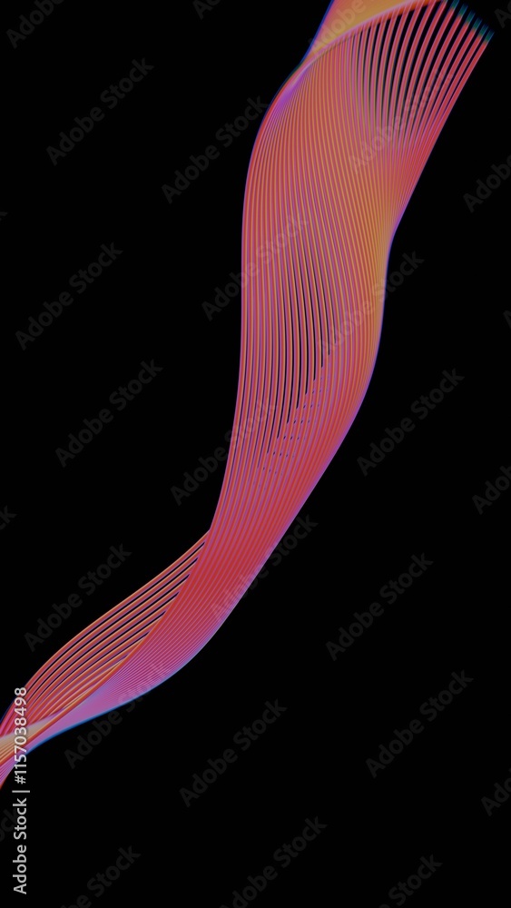 Poster Abstract Flowing Gradient Lines on Black Background