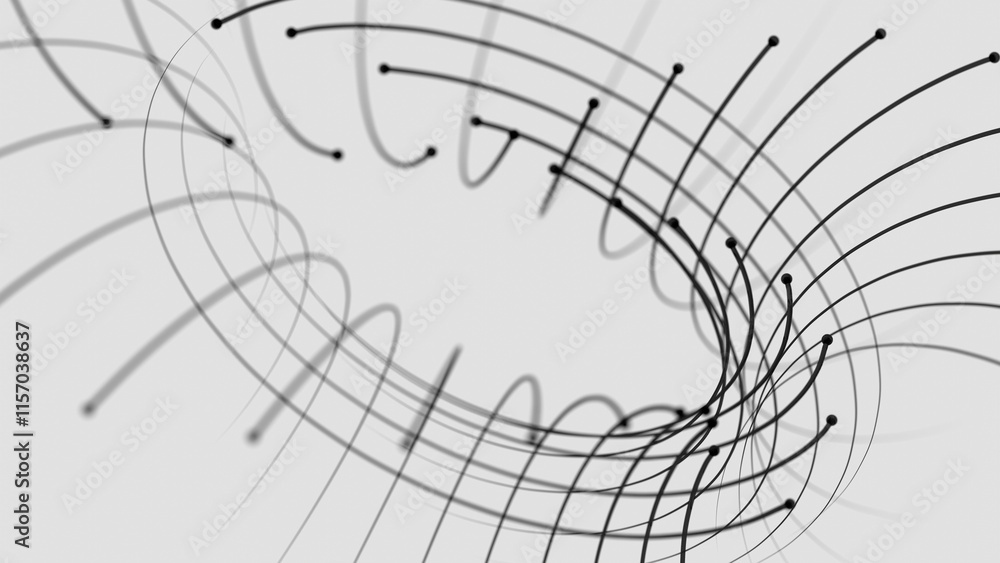 Poster Minimalistic Abstract Wireframe Design on White Background