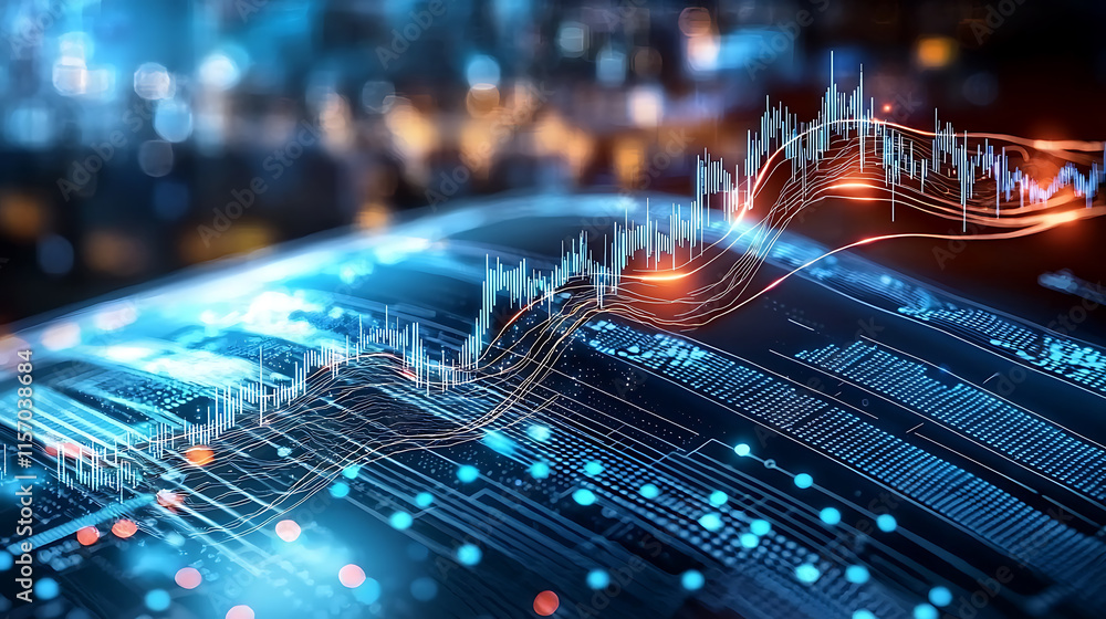 Aufkleber analyzing financial trends with data visualization techniques digital workspace infographic modern i