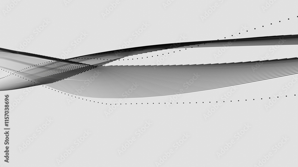 Leinwandbilder abstract minimalist flowing lines with dots on white background