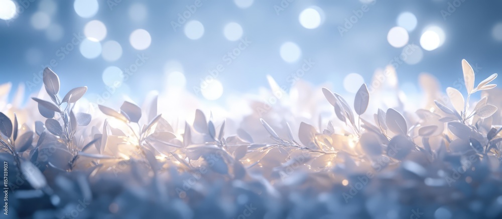 Poster white glowing garland with bokeh background creating a magical festive atmosphere suitable for holid