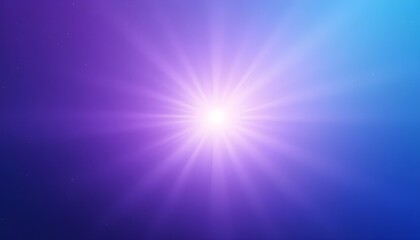 A digital abstract background with a bright white sun in a blue and purple sky with white specks, a gradient from light to dark, and a smooth, soft, and dreamy look.