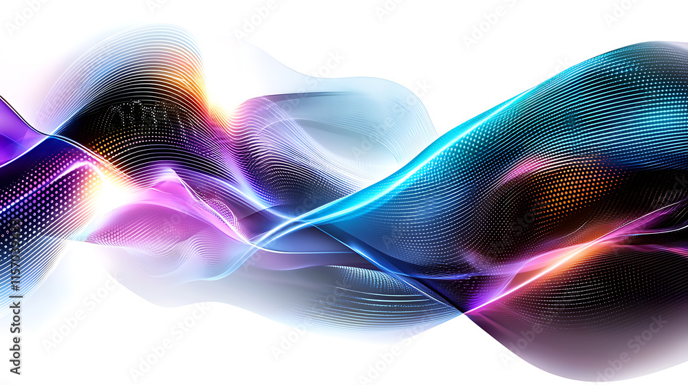 Poster dynamic waves of color and light flowing across a digital canvas abstract art vibrant environment cr