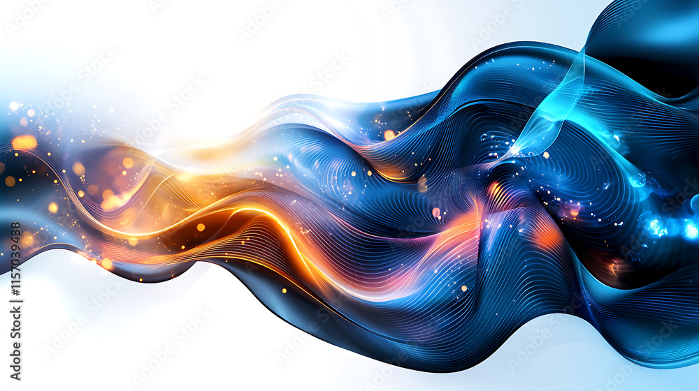 Poster dynamic abstract waves digital art colorful light patterns digital environment artistic viewpoint mo