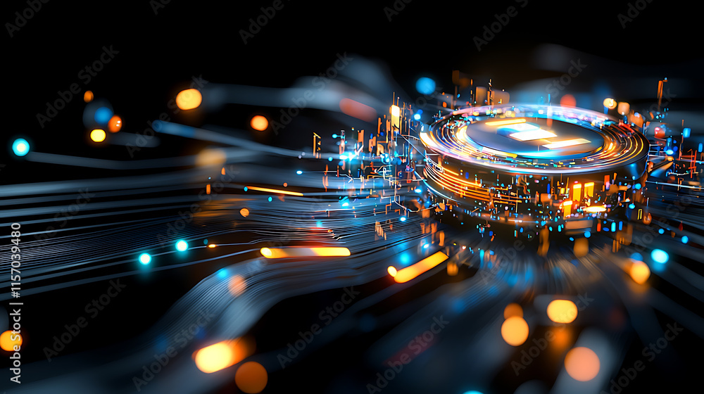 Poster dynamic data visualization digital space infographic futuristic close-up technology concepts for enh