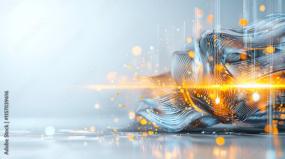 Poster dynamic abstract waveforms digital realm graphic design futuristic environment high-definition viewp