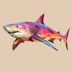 Colorful Low Poly Shark Vector illustration