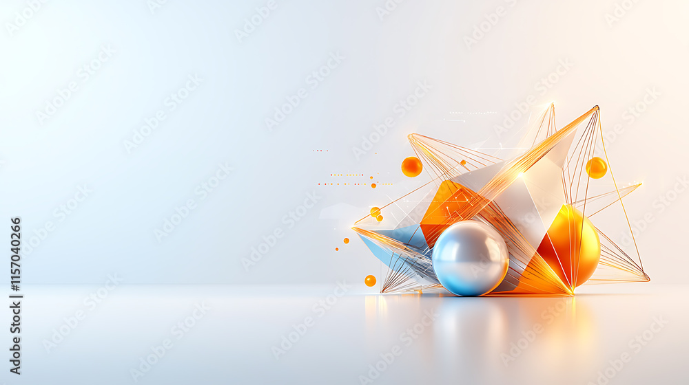 Poster dynamic abstract composition studio setting 3d graphic design minimalist environment close-up view m