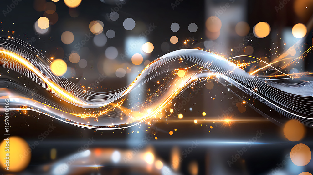 Poster dynamic light waves in abstract art digital realm visual content night environment close-up energy a
