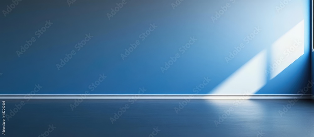 Poster minimalist interior with white space against blue wall ideal for background or design projects showc