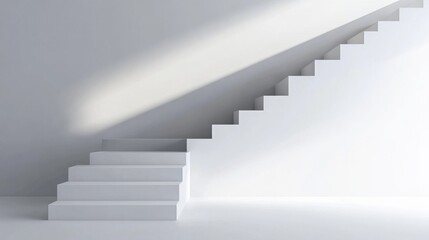 Obraz premium Minimalist white staircase with soft lighting.