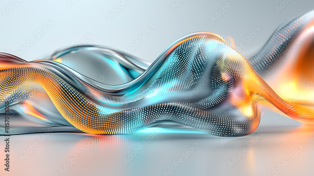 Aufkleber dynamic abstract waves digital art modern aesthetic futuristic vibes close-up view motion and flow