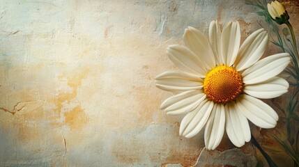 Obraz premium Vintage daisy floral background with a subtle grunge texture for artistic and decorative design purposes