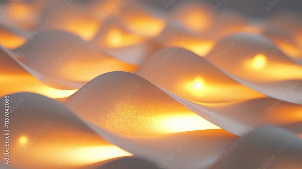 Aufkleber warm illumination from a modern lamp casting gentle light across wavy surfaces in stylish interior d