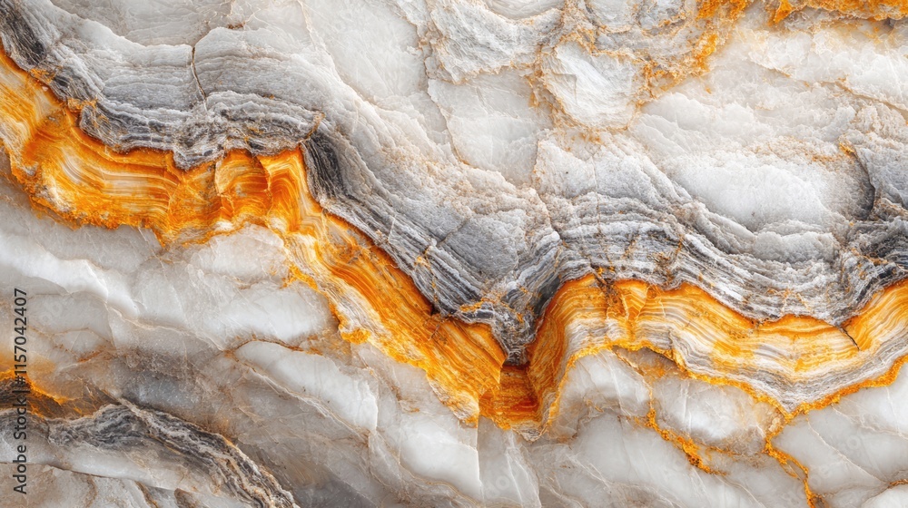 Aufkleber Abstract white marble texture with natural orange and gray veins high resolution stone slab background for elegant design projects