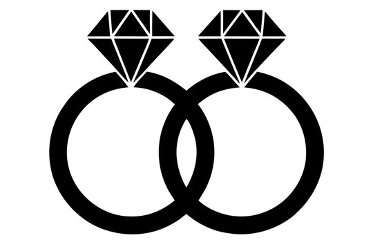 Two diamond engagement ring Valentine's Day element vector illustration on white background