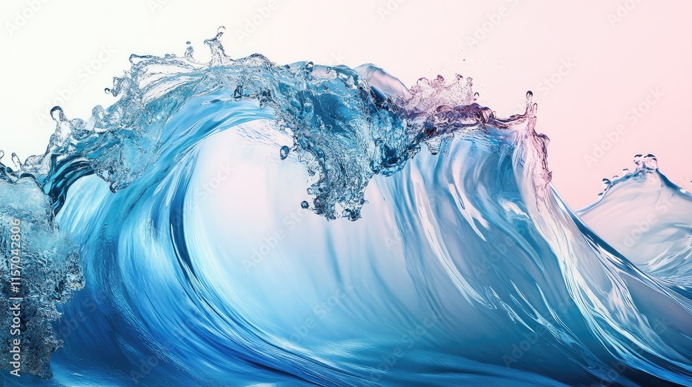 Aufkleber dynamic blue ocean wave with intricate details and soothing colors creating a tranquil and refreshin