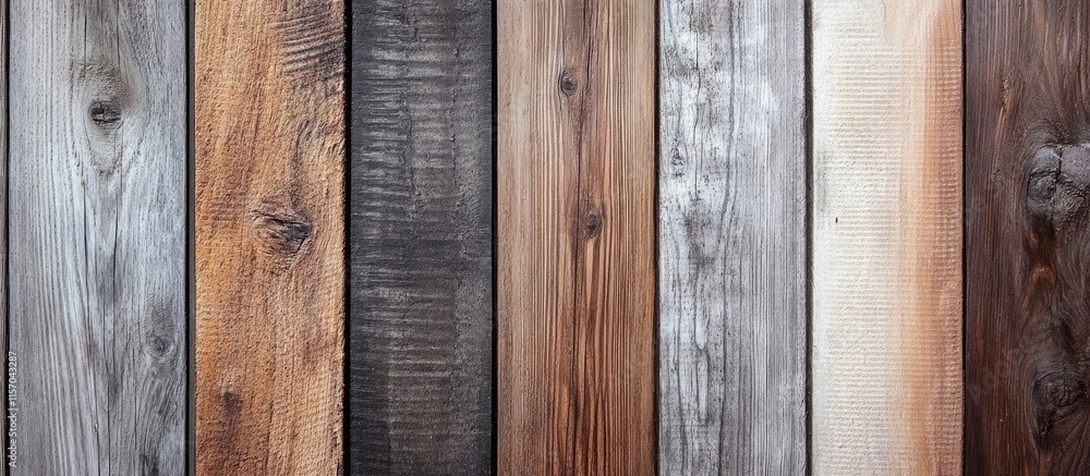 Poster Weathered wooden planks displaying diverse textures and grain patterns perfect for rustic decor and artisanal craftsmanship projects
