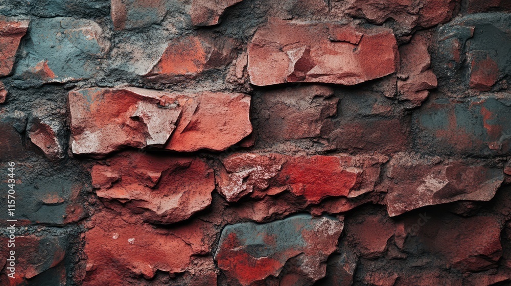 Aufkleber red brick wall texture with rough surface featuring a vintage style masonry background ideal for des