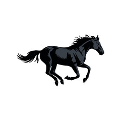 horse mare stallion animals race icon silhouette vector art flat design outline graphic illustrations