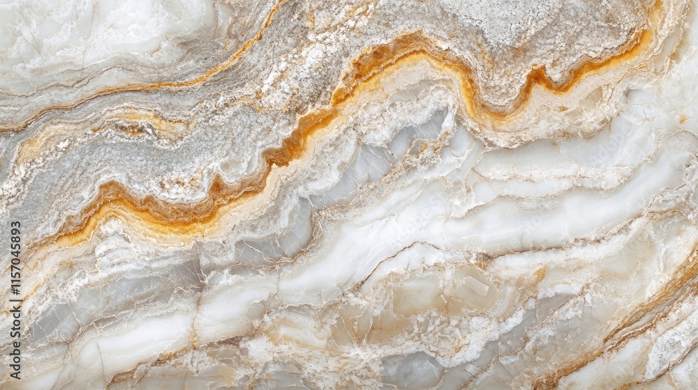 Poster Elegant white marble texture with unique golden veining suitable for upscale design and artistic applications in high resolution.