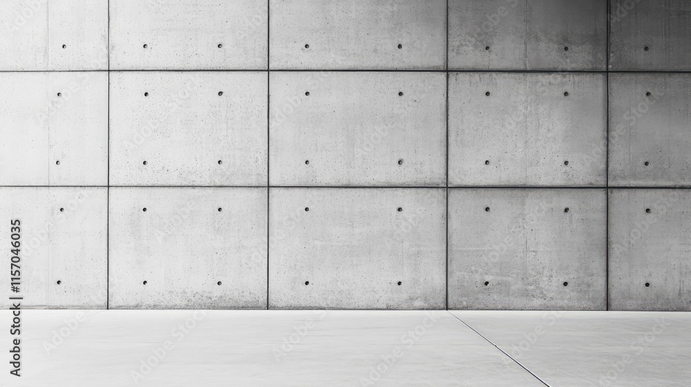 Poster concrete wall texture with gray tones and embedded bolts ideal for industrial backgrounds or archite
