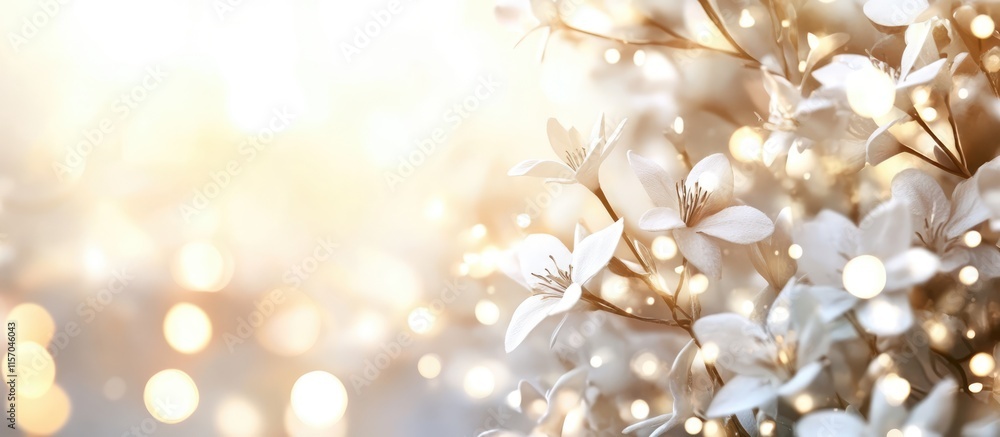 Aufkleber white glowing garland with soft bokeh lighting creating a dreamy and festive atmosphere for holiday 