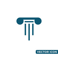 Simple Pillar Law Icon Design Template 