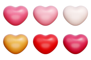 Obraz premium Valentine's hearts balloon, Set of Valentine's Day elements, 3d rendering.