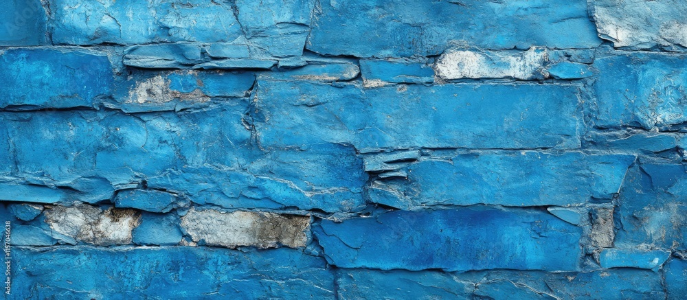 Poster weathered blue brick wall with stone textures perfect for web design backgrounds or mobile applicati