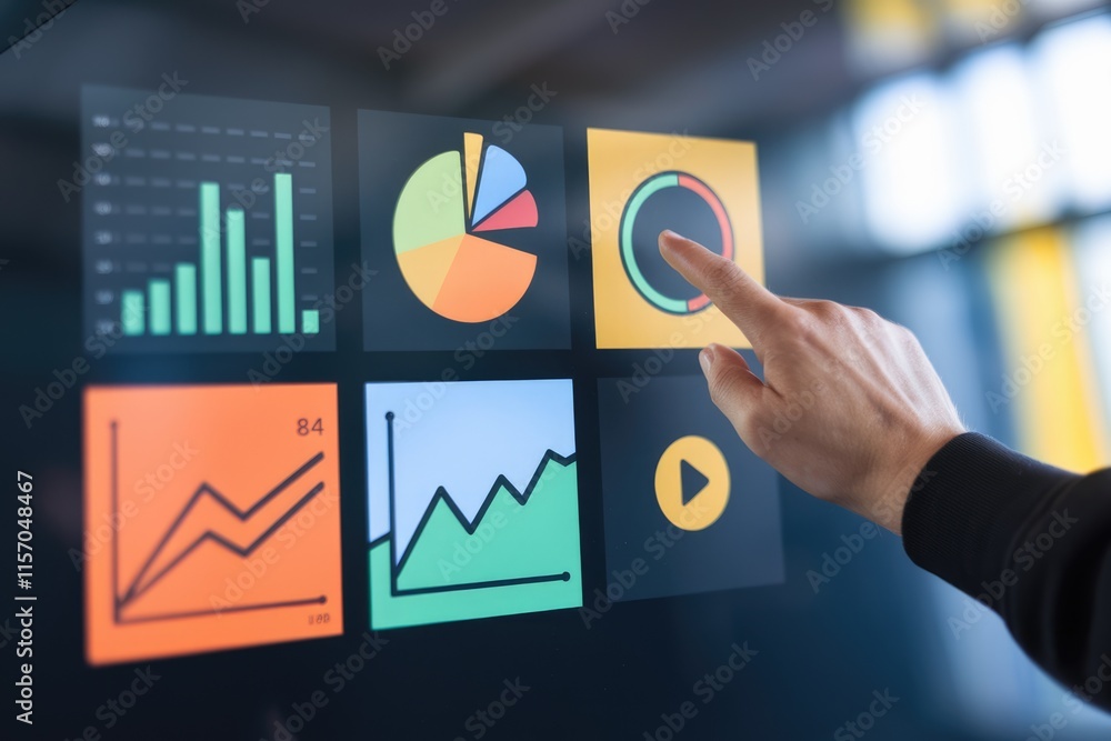 Leinwandbilder Interactive dashboard displaying various charts and graphs for data analysis and visualization.