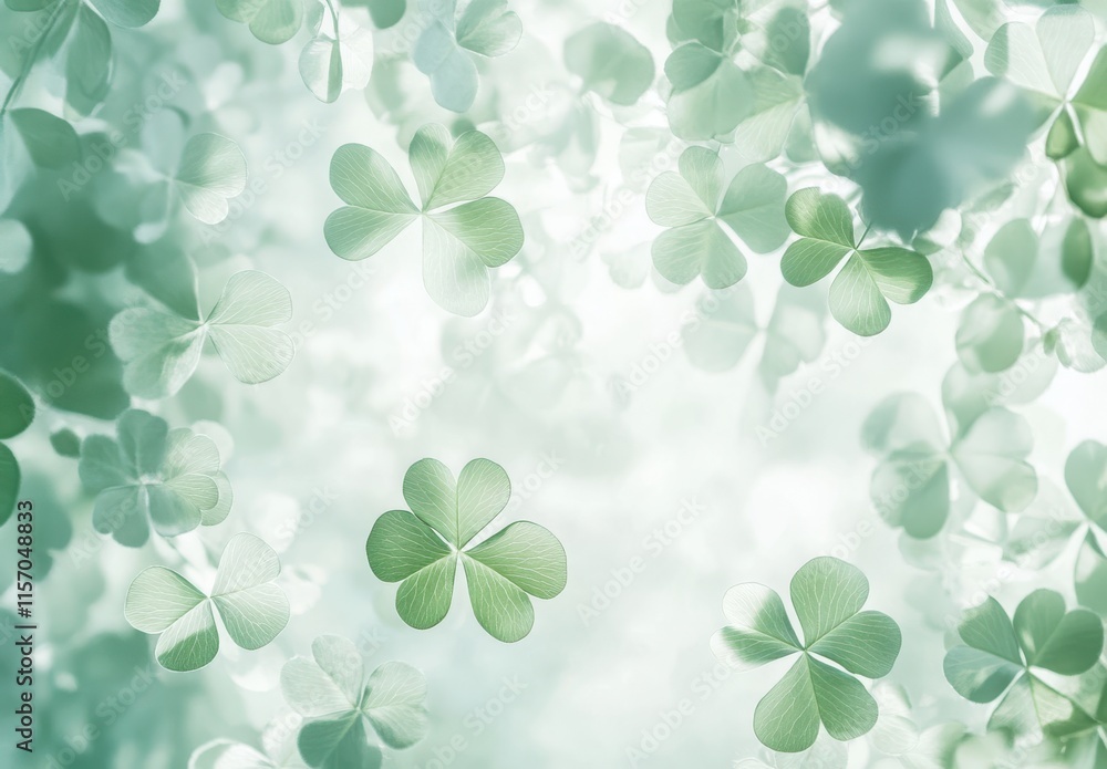 Poster lush green shamrock leaves with soft focus background creating a tranquil and serene atmosphere for 