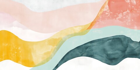 Obraz premium Abstract watercolor painting with pastel colors and flowing lines.