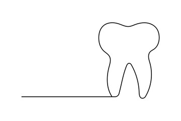 Teeth continuous one line drawing and simple isolated outline vector design
